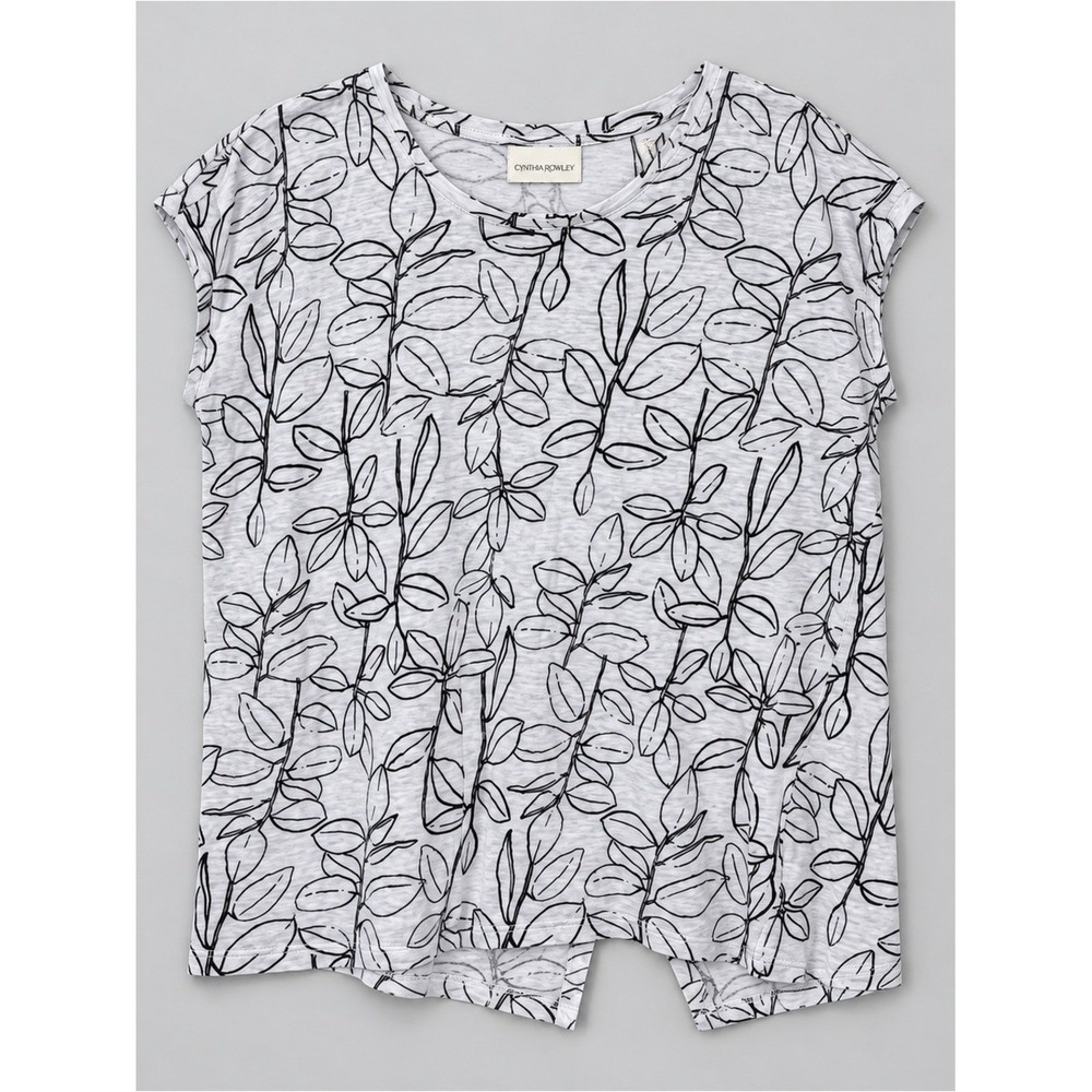 Cynthia Rowley 100% Linen Top Blouse XL Coastal Euro Summer Fisherman Beachy